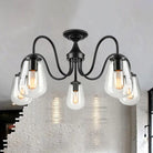 Camila Industrial Chandelier: Vintage Glass & Modern Versatility For Living Rooms Black