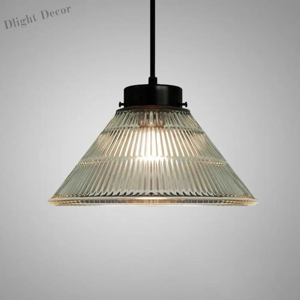 Captivating Vintage Charm: The Clear Ribbed Glass Pendant Ceiling Light Lighting