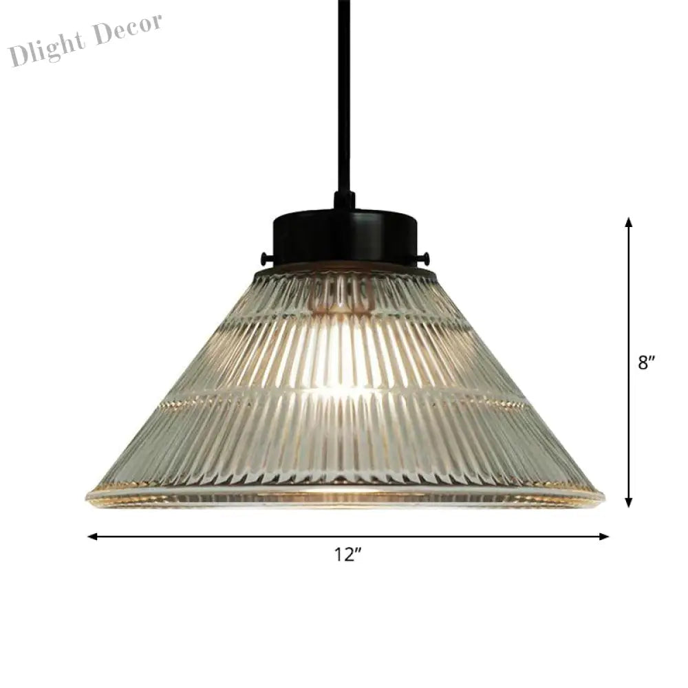 Captivating Vintage Charm: The Clear Ribbed Glass Pendant Ceiling Light Lighting