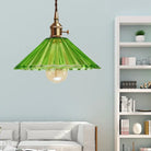 Caroline Scalloped Glass Pendant Lamp - Brass Accents For Contemporary Spaces Green