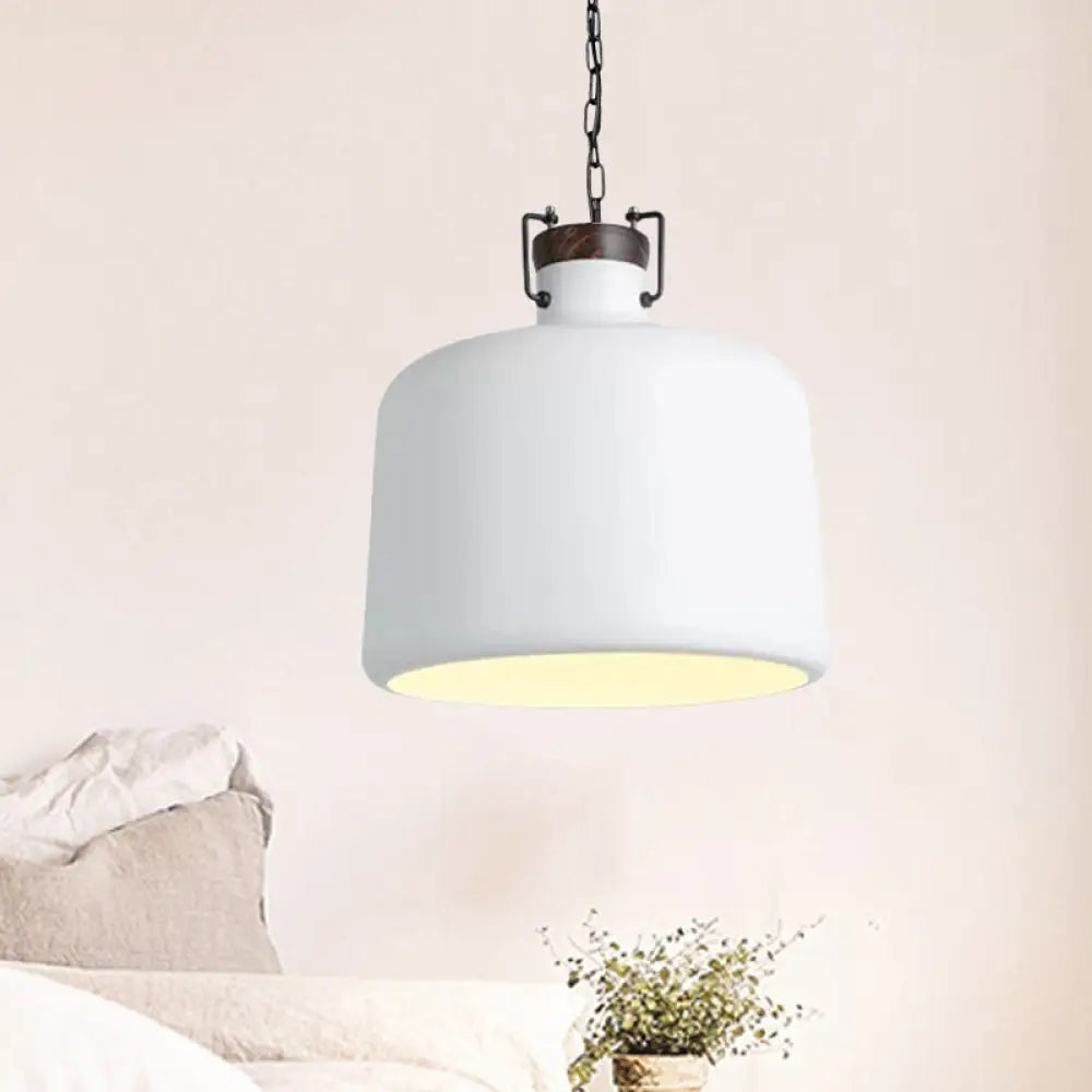 Carter - Industrial Bucket Pendant Light (Black/White 1 - Light) White