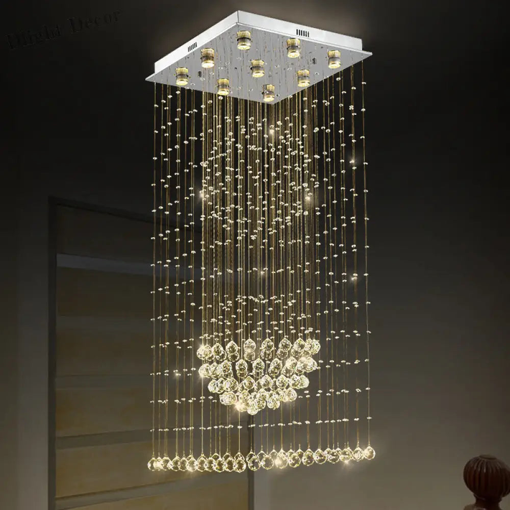 Cascading Brilliance: Modern Crystal Teardrop Flush Mount Ceiling Light