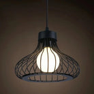 Catherine - Adjustable Industrial Pendant Light With Metal Cage (Various Shapes) Black / Bell