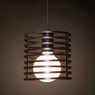 Catherine - Adjustable Industrial Pendant Light With Metal Cage (Various Shapes) Black / Cylinder