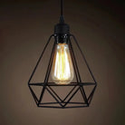 Catherine - Adjustable Industrial Pendant Light With Metal Cage (Various Shapes) Black / Diamond