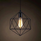 Catherine - Adjustable Industrial Pendant Light With Metal Cage (Various Shapes) Black / Hexagon