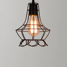 Catherine - Adjustable Industrial Pendant Light With Metal Cage (Various Shapes) Black / Lace