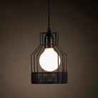 Catherine - Adjustable Industrial Pendant Light With Metal Cage (Various Shapes) Black / Trapezoid