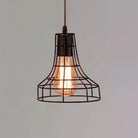 Catherine - Adjustable Industrial Pendant Light With Metal Cage (Various Shapes) Black / Trumpet