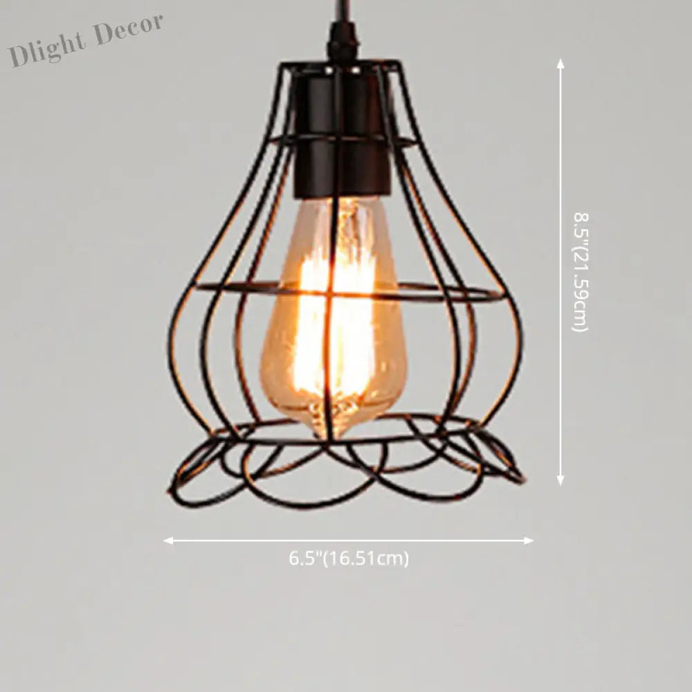 Catherine - Adjustable Industrial Pendant Light With Metal Cage (Various Shapes)