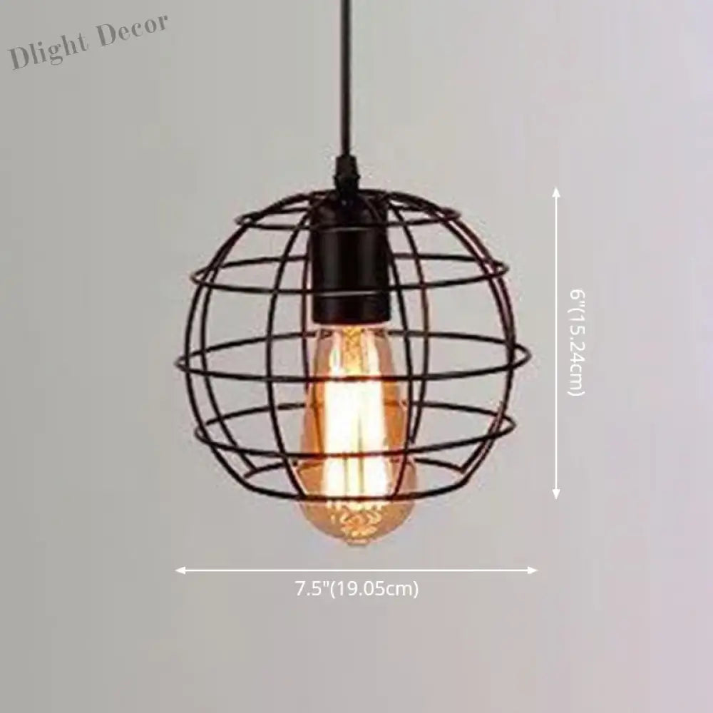 Catherine - Adjustable Industrial Pendant Light With Metal Cage (Various Shapes)