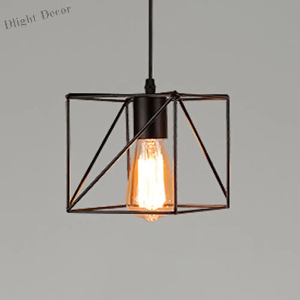 Catherine - Adjustable Industrial Pendant Light With Metal Cage (Various Shapes)