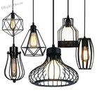 Catherine - Adjustable Industrial Pendant Light With Metal Cage (Various Shapes)