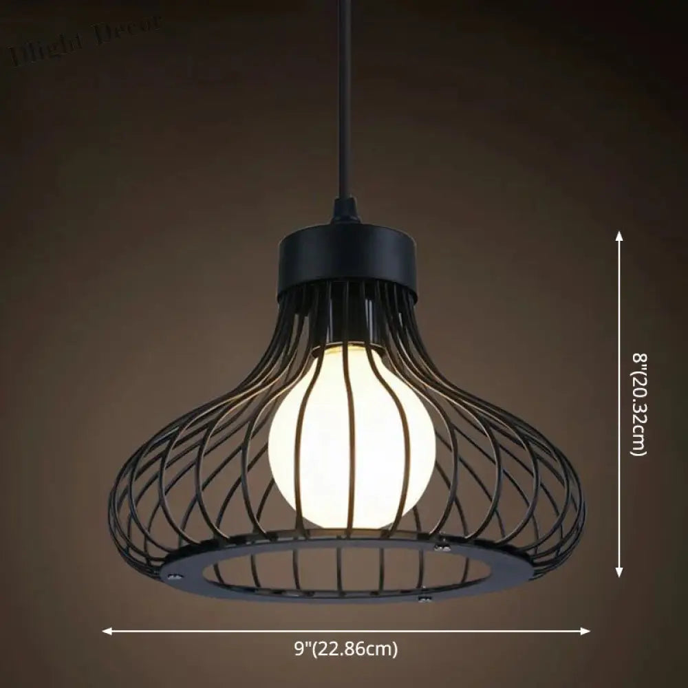 Catherine - Adjustable Industrial Pendant Light With Metal Cage (Various Shapes)