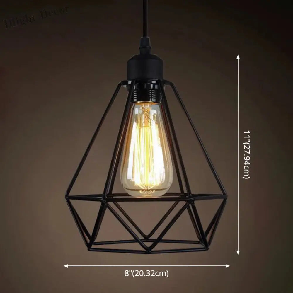 Catherine - Adjustable Industrial Pendant Light With Metal Cage (Various Shapes)