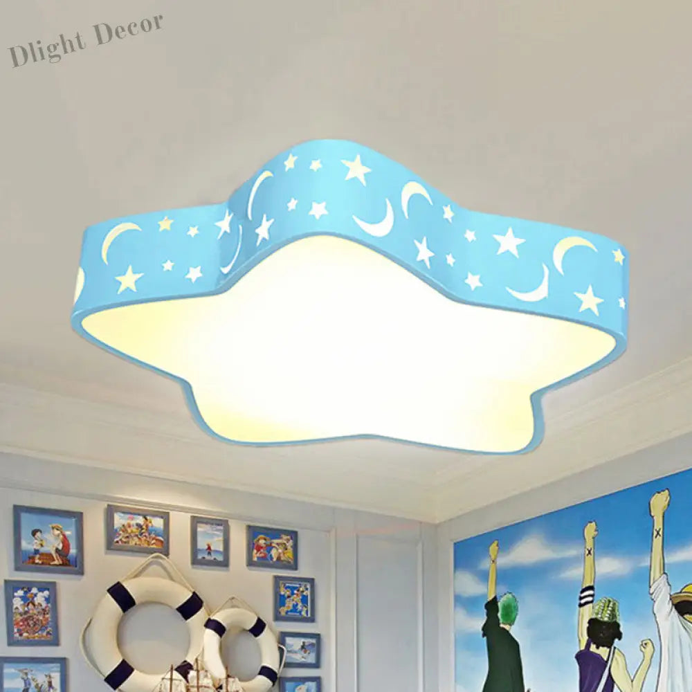 Celestial Cuddles: Sparkling Starry Night Led Ceiling Light For Kids