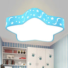 Celestial Cuddles: Sparkling Starry Night Led Ceiling Light For Kids Blue / White