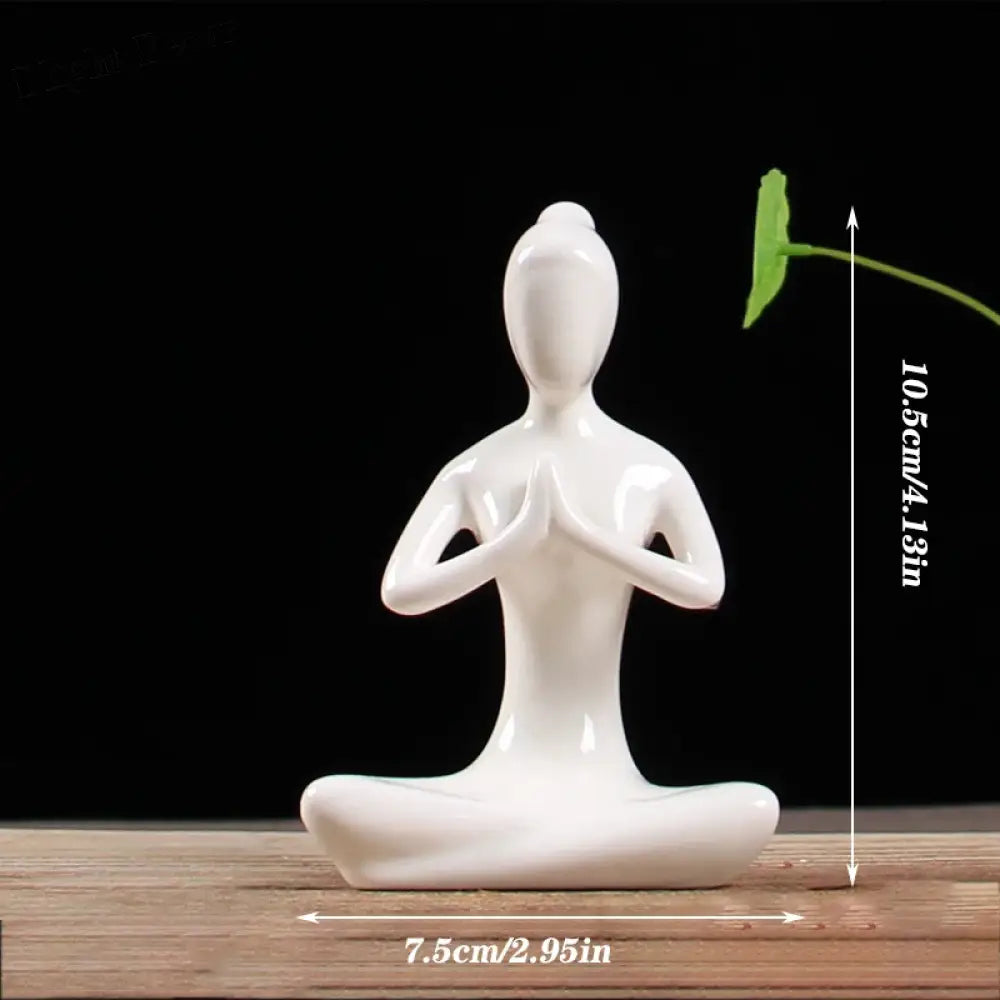 Ceramic Yoga Pose Figurine – Abstract Lady Sculpture in 12 Styles for Home & Studio Decor White D Homedecor