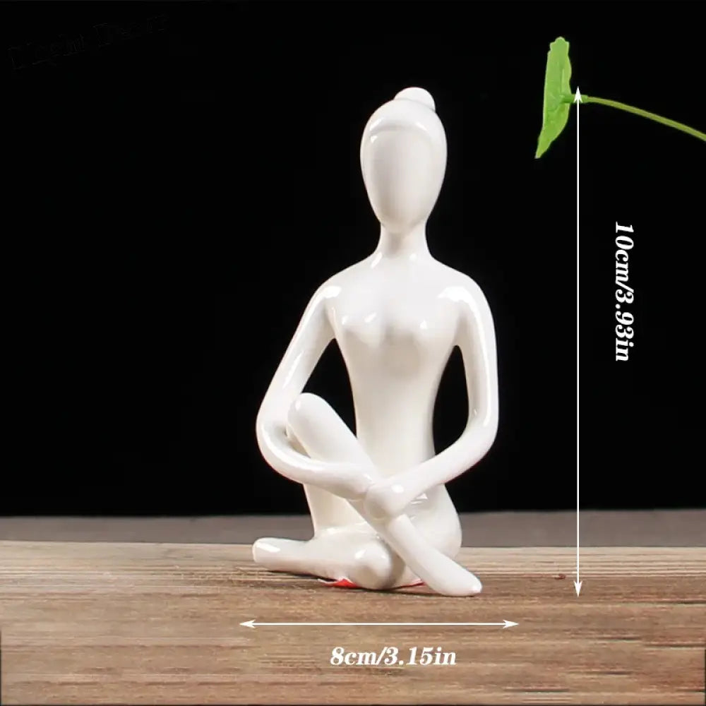 Ceramic Yoga Pose Figurine – Abstract Lady Sculpture in 12 Styles for Home & Studio Decor White J Homedecor