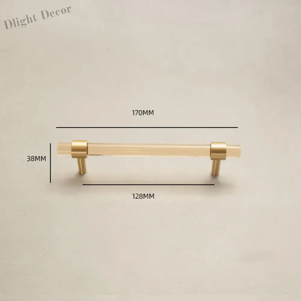 Champagne Acrylic and Brass Cupboard Handles – T-Bar Drawer Pulls for Bedroom and Bathroom 170mm Handles