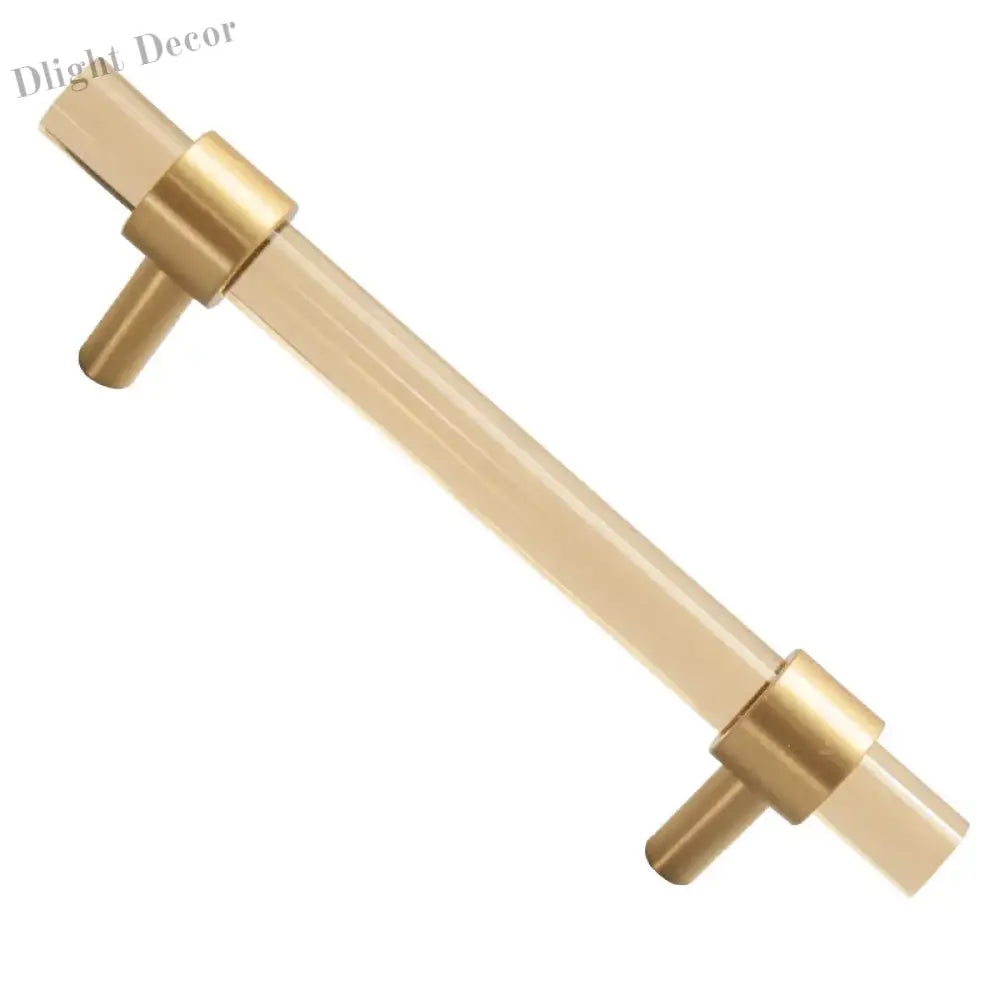 Champagne Acrylic and Brass Cupboard Handles – T-Bar Drawer Pulls for Bedroom and Bathroom Handles