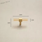 Champagne Acrylic and Brass Cupboard Handles – T-Bar Drawer Pulls for Bedroom and Bathroom 60mm Handles