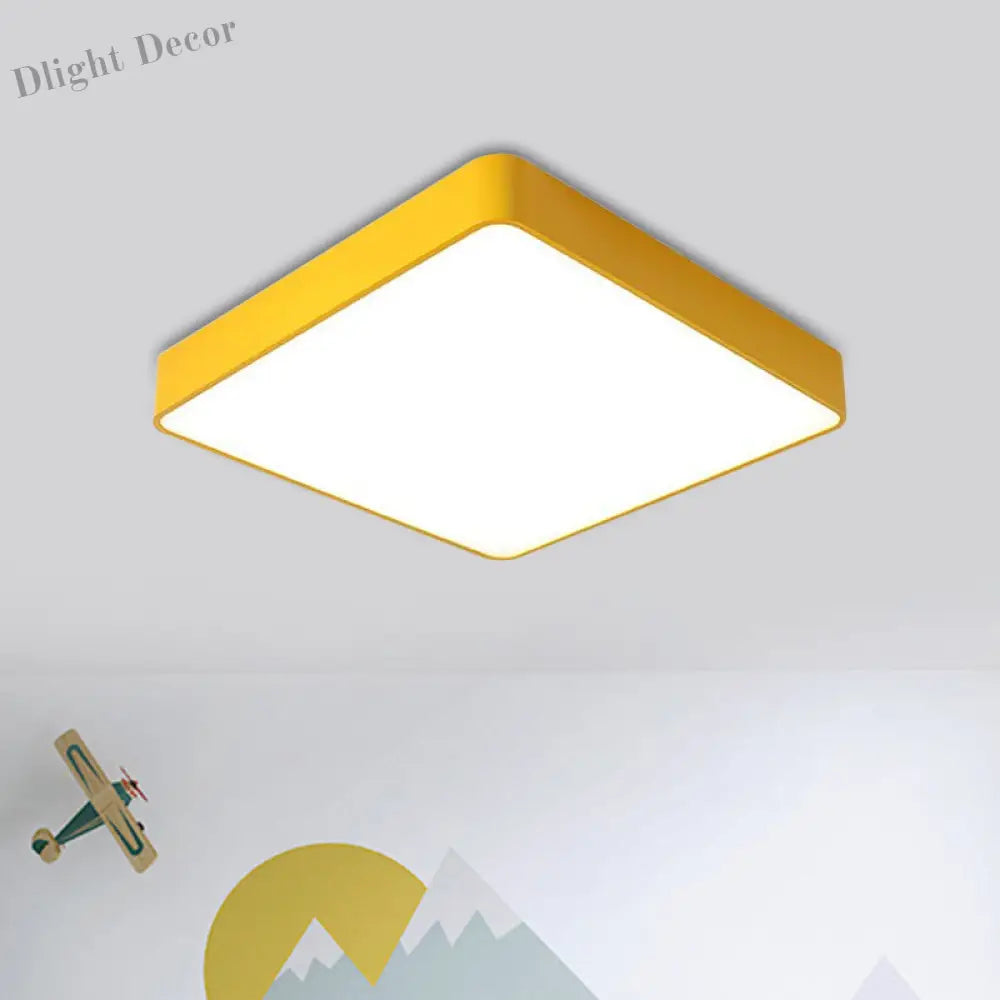 Cheerful Square Light For Kids’ Rooms: Led Flush Mount Fixture