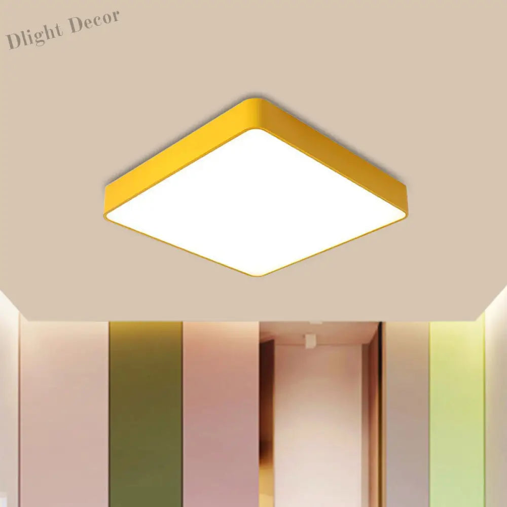 Cheerful Square Light For Kids’ Rooms: Led Flush Mount Fixture