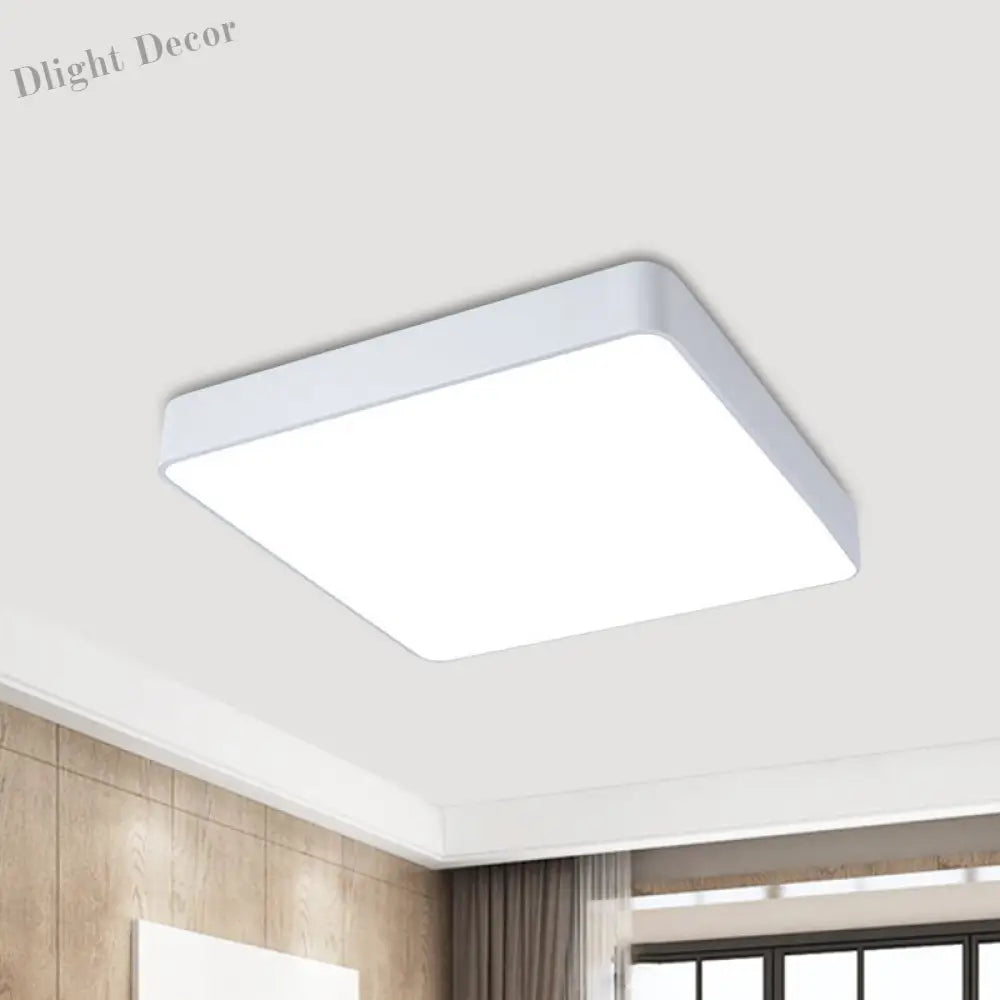 Cheerful Square Light For Kids’ Rooms: Led Flush Mount Fixture White / Warm