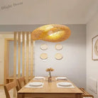 Chinese Handmade Bamboo Pendant Lights - Wicker Rattan Wave Shade Lamps For Restaurant Aisle Tea