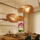 Chinese Handmade Bamboo Pendant Lights - Wicker Rattan Wave Shade Lamps For Restaurant Aisle Tea