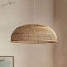 Chinoiserie Flat Rattan Pendant Light - Modern Handmade Creative Pattern Lamp For Living Rooms