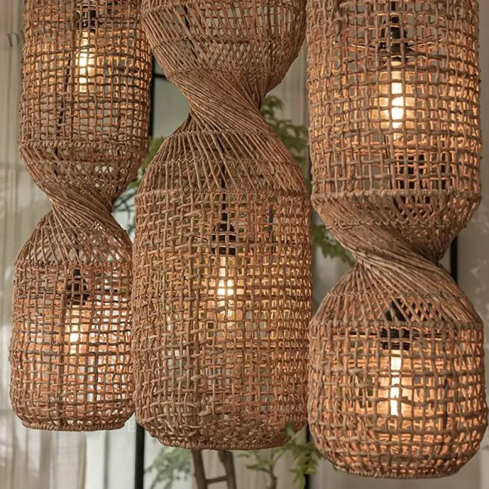 Chinoiserie Knob Rattan Pendant Light - Vintage - Inspired Creative Lighting For Living Rooms