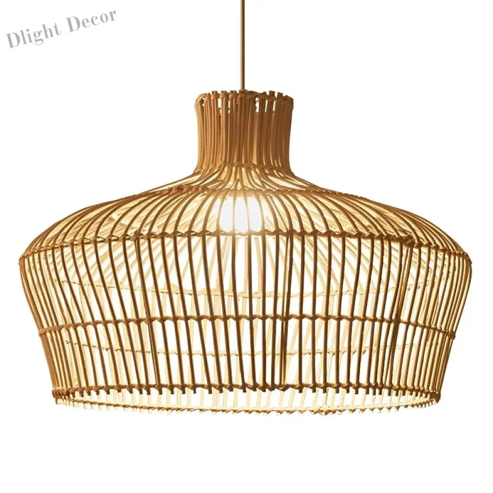 Chinoiserie Rattan Pendant Light - Vintage Double - Layer Design For Kitchen Dining And Hotel Decor