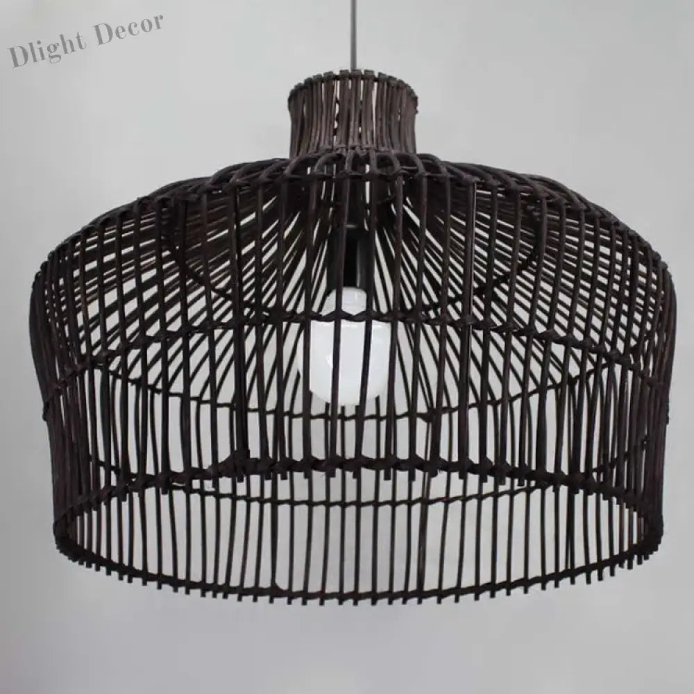 Chinoiserie Rattan Pendant Light - Vintage Double - Layer Design For Kitchen Dining And Hotel Decor