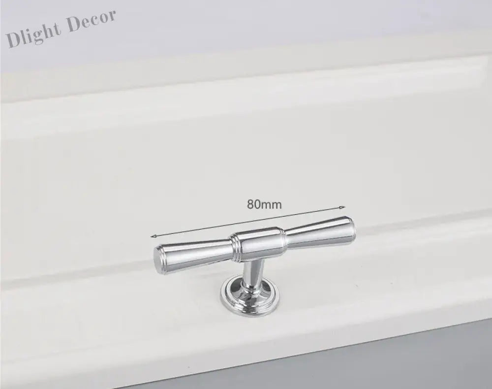 Chrome and Polished Gold Brass Furniture Handles – Modern Cabinet Drawer and Wardrobe Knobs 2030-BC 80mm Handles