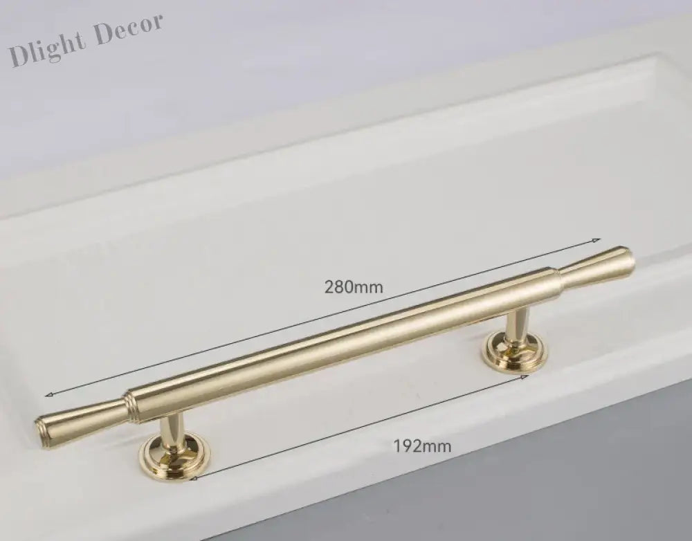 Chrome and Polished Gold Brass Furniture Handles – Modern Cabinet Drawer and Wardrobe Knobs 2030-PG 280mm Handles