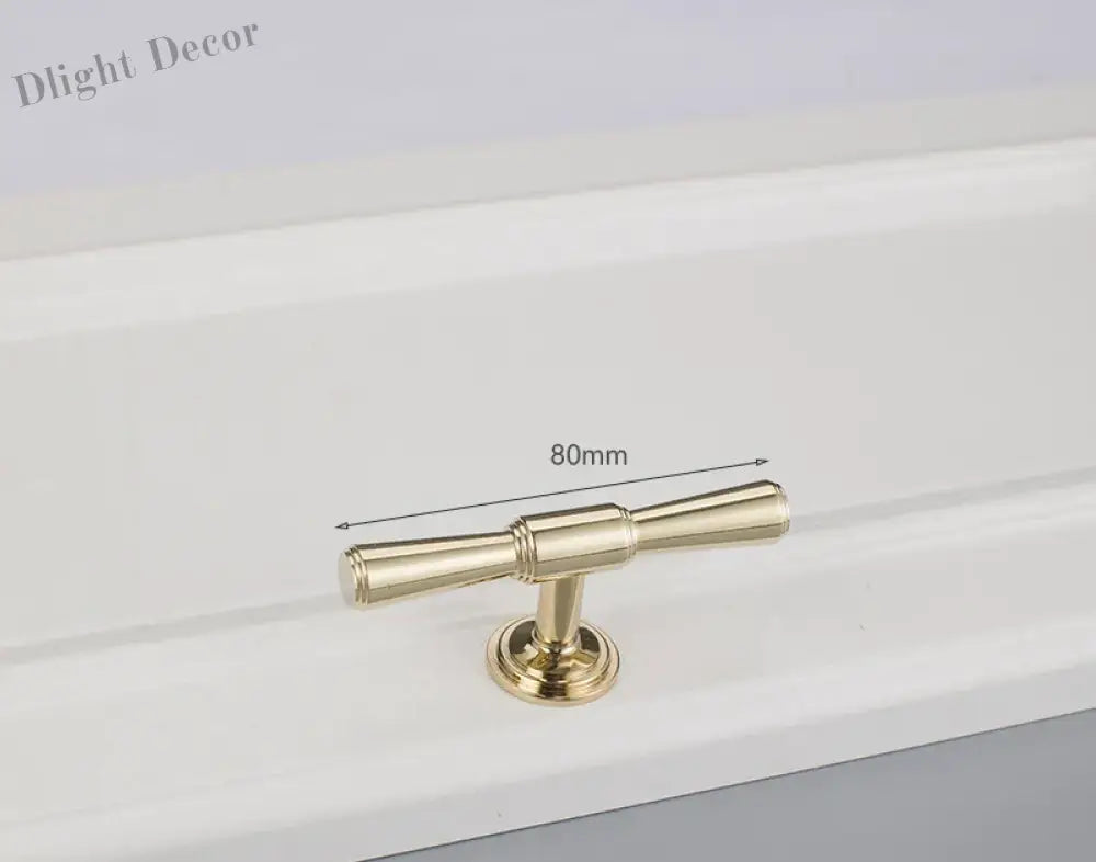 Chrome and Polished Gold Brass Furniture Handles – Modern Cabinet Drawer and Wardrobe Knobs 2030-PG 80mm Handles