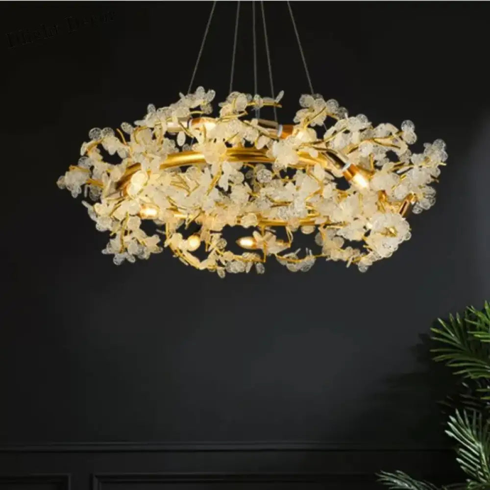 Circle Branch Crystal Chandelier - Luxury Led Lighting For Living Rooms Restaurants And Hotel