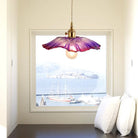 Clara’s Textured Bloom: Industrial Glass Pendant Lamp Purple Lights