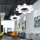 Cog & Glow: Modern Gear - Shaped Pendant Light For Gyms And More White / 23.5’