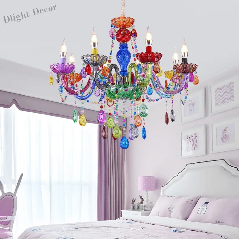 Colorful Crystal Chandeliers - European Style Rural Decoration For Restaurants Coffee Shops And