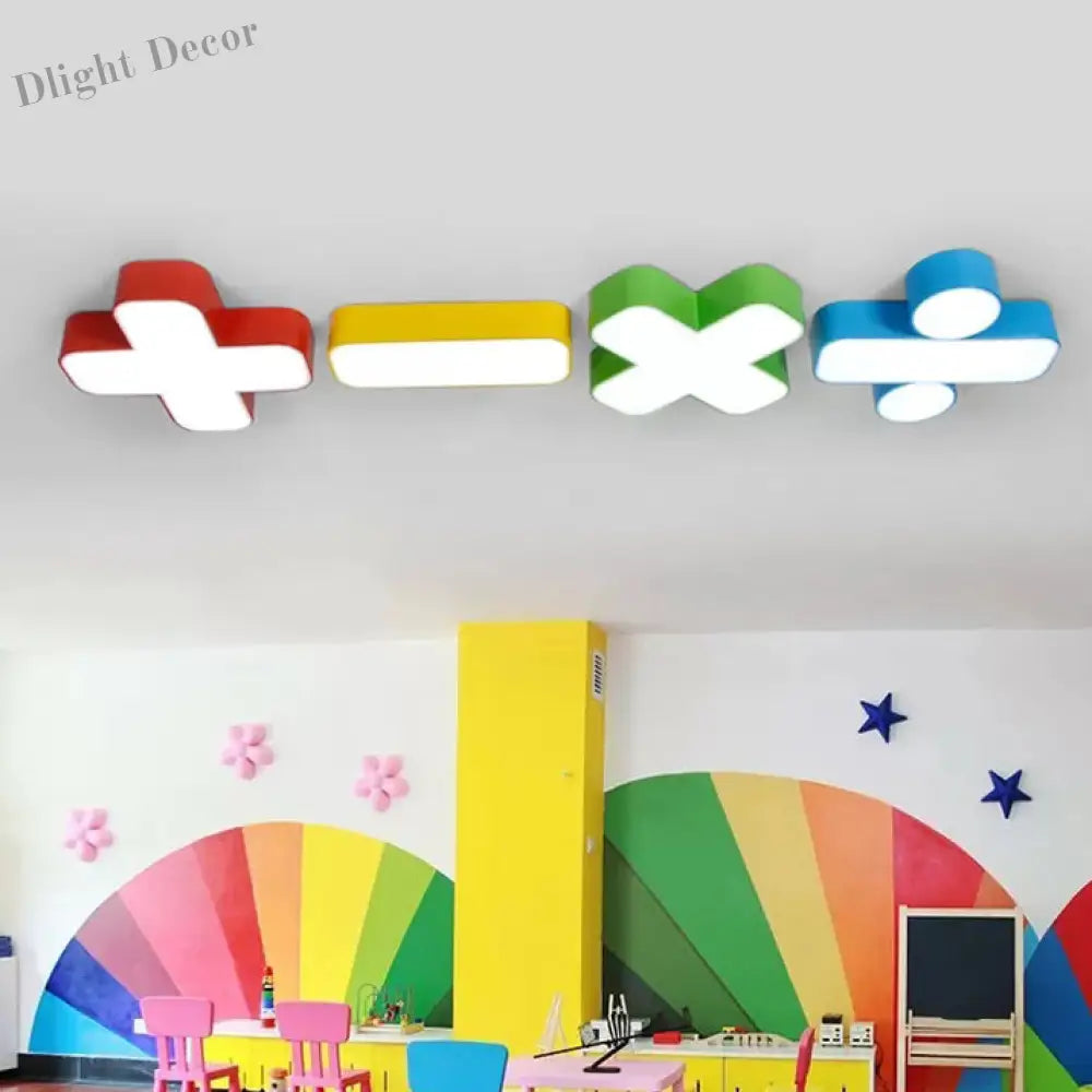 Colorful Symbol Shade Ceiling Light - Fun Led Kids Fixture For Bedrooms And Playrooms