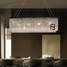 Contemporary Crystal Led Chandelier - Luxury Rectangular K9 Pendant Lamp With Personality For