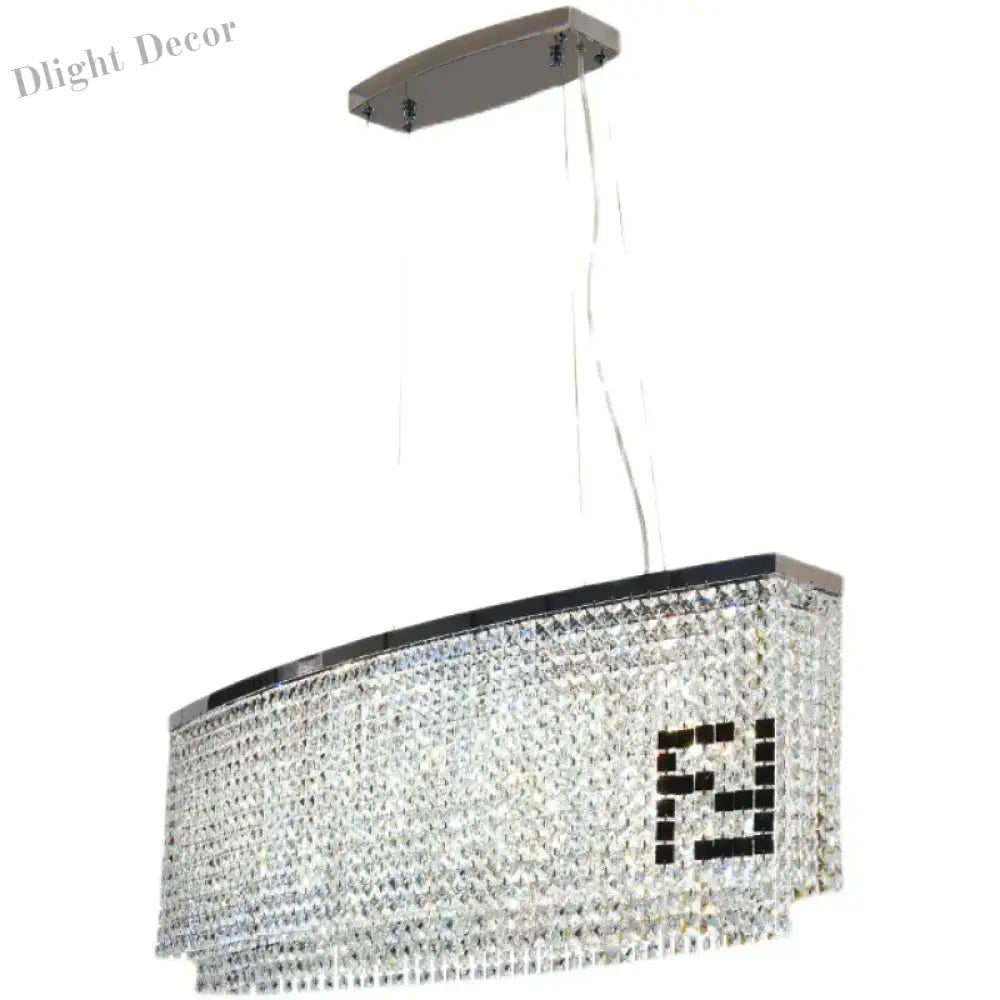 Contemporary Crystal Led Chandelier - Luxury Rectangular K9 Pendant Lamp With Personality For