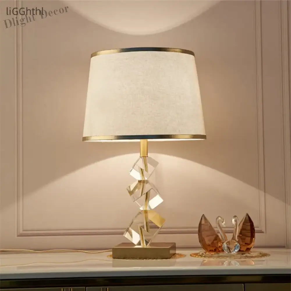 Contemporary Crystal Led Table Lamp - Vintage Elegance For Bedroom And Living Room Decor