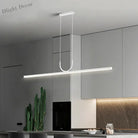 Contemporary Led Strip Pendant Lights - Stylish Black Chandelier For Living Dining Room And Kitchen