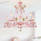 Contemporary Pink Ceiling Chandelier - E14 Led Lighting With Crystal Iron And Ceramic Accents