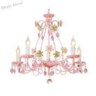 Contemporary Pink Ceiling Chandelier - E14 Led Lighting With Crystal Iron And Ceramic Accents