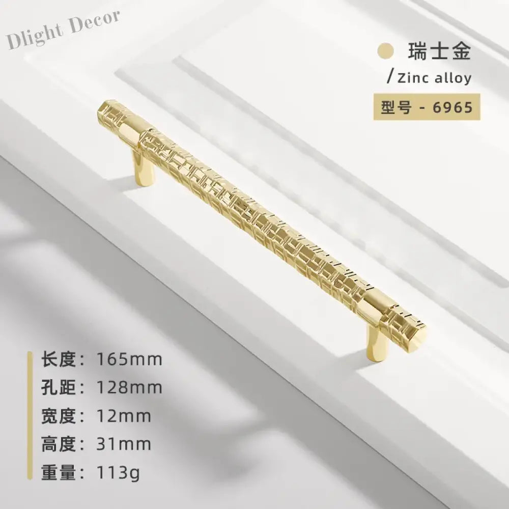 Creative T-Bar Cabinet Handles - Modern Zinc Alloy Pulls for Kitchen and Furniture Bright gold 128mm Handles
